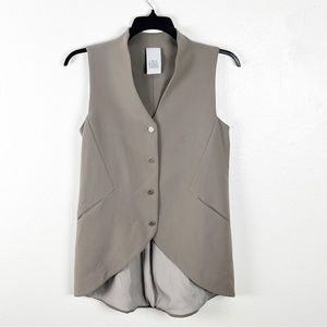 LOTUS EATERS Invincibelle Tan Button Down Hi Low Vest Made In Greece, Size Small